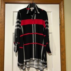 Joseph Ribkoff Red and Black Plaid Shirt